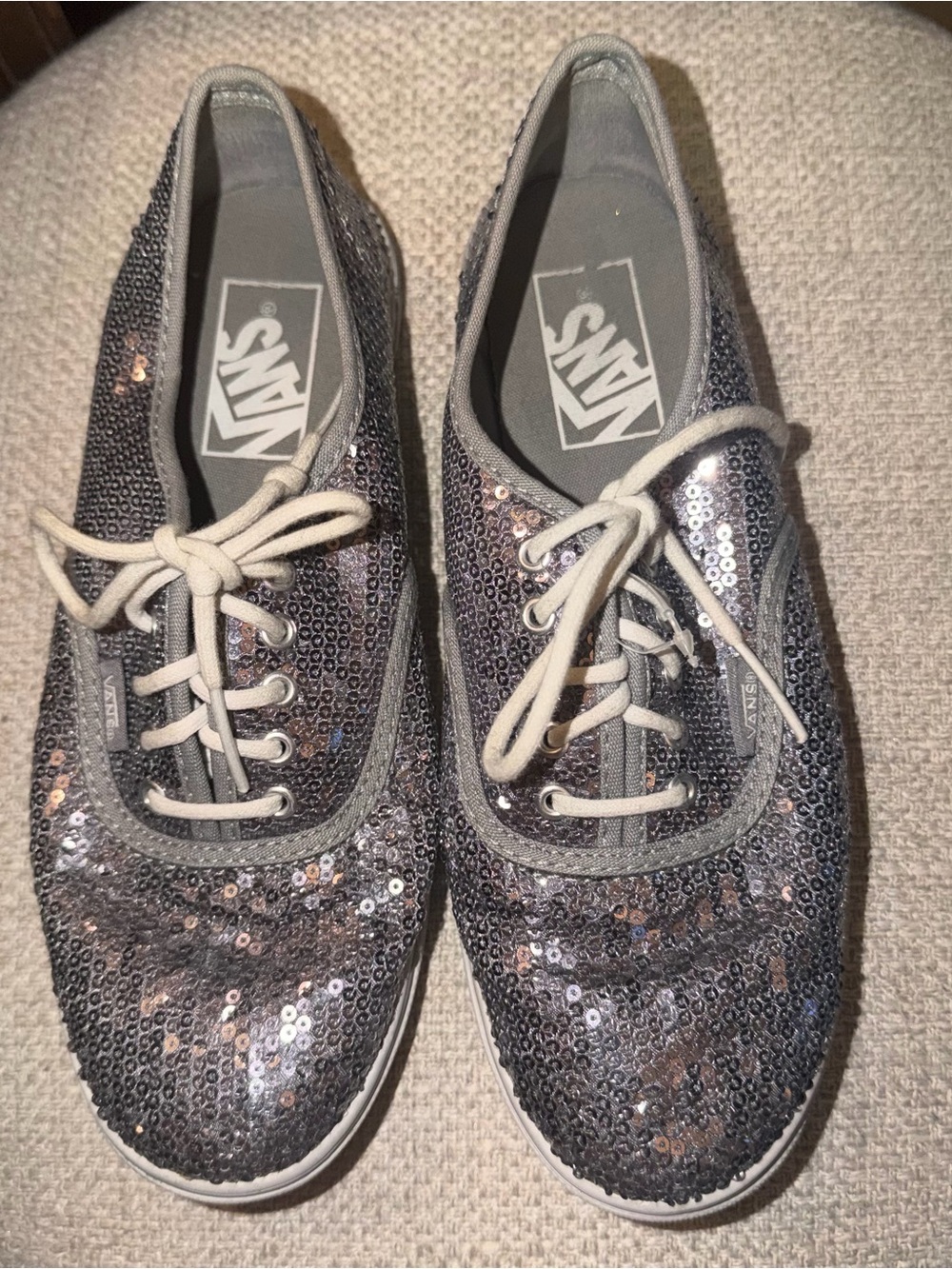 Vans Silver Sequin Authentic Sneakers